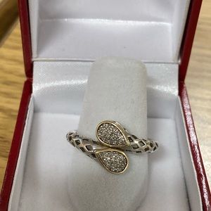 Sterling silver, 14K, and Diamond ring